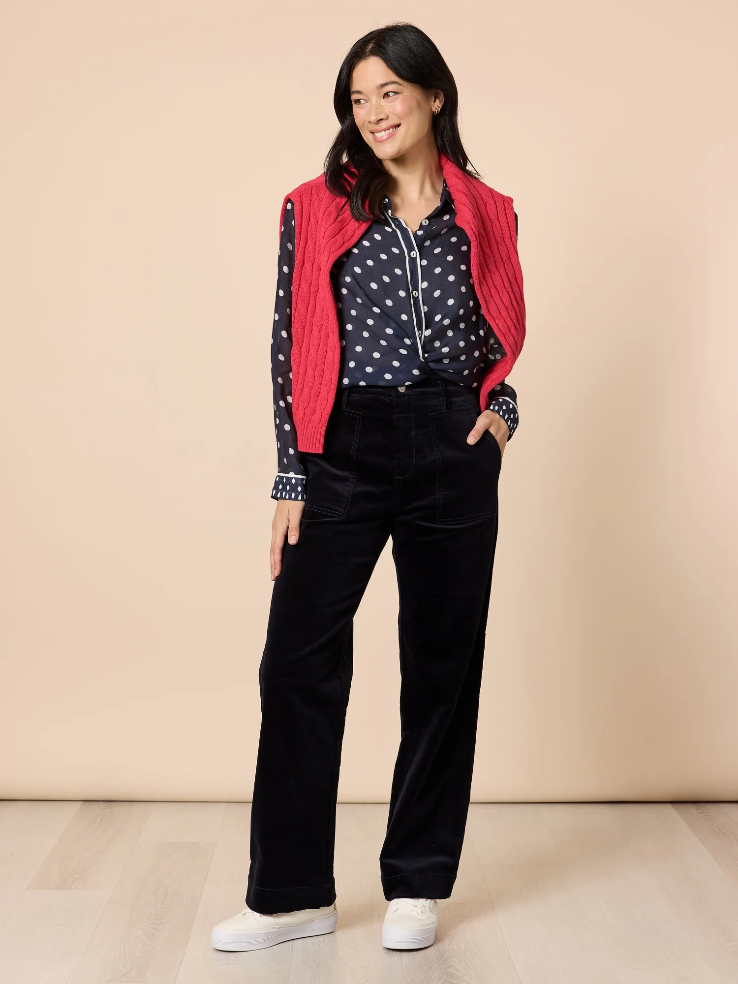 Melrose Velvet Straight Leg Jean - Navy - Image 5