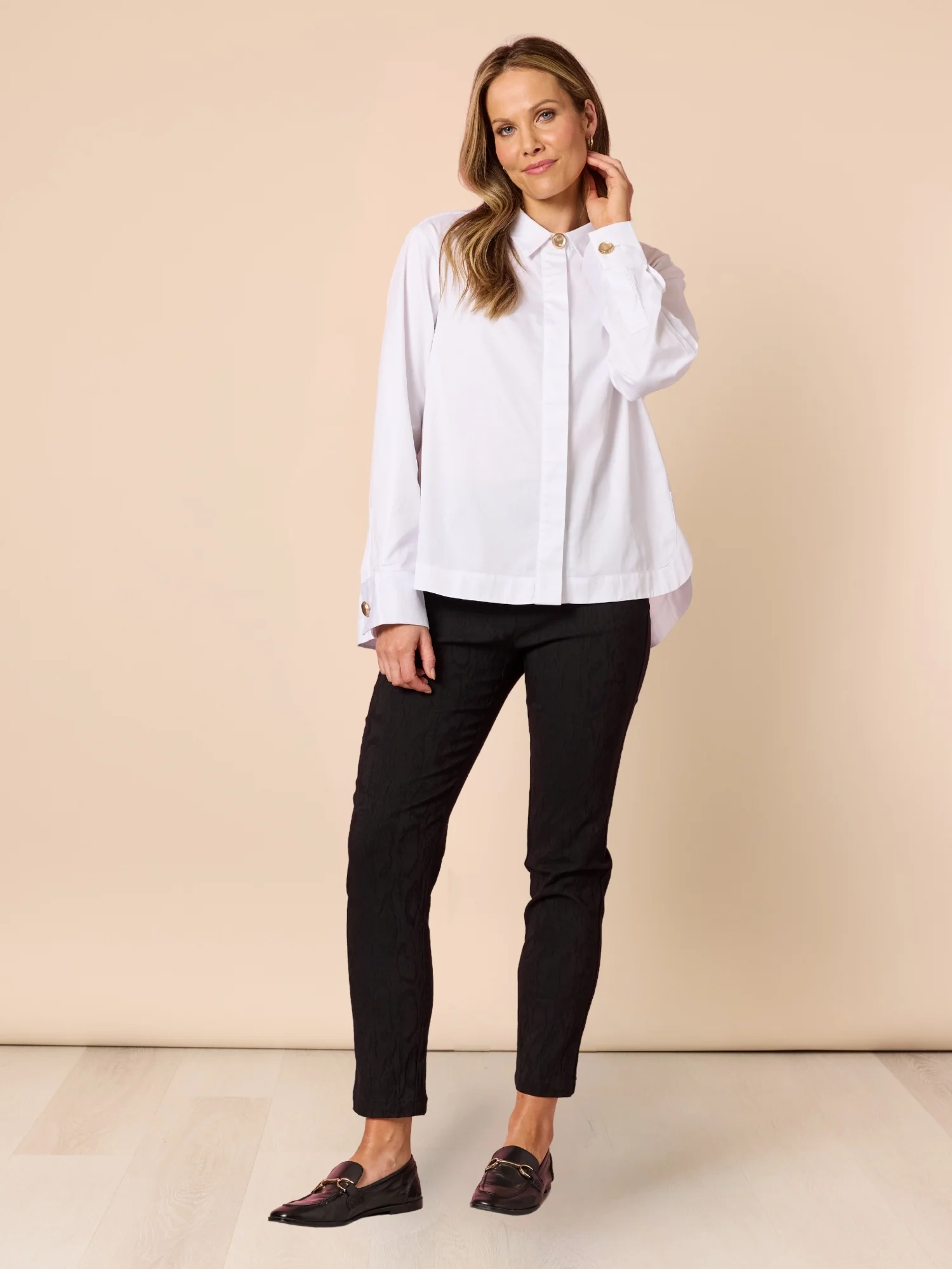 Mila Print Slim Leg Pant - Black - Image 2