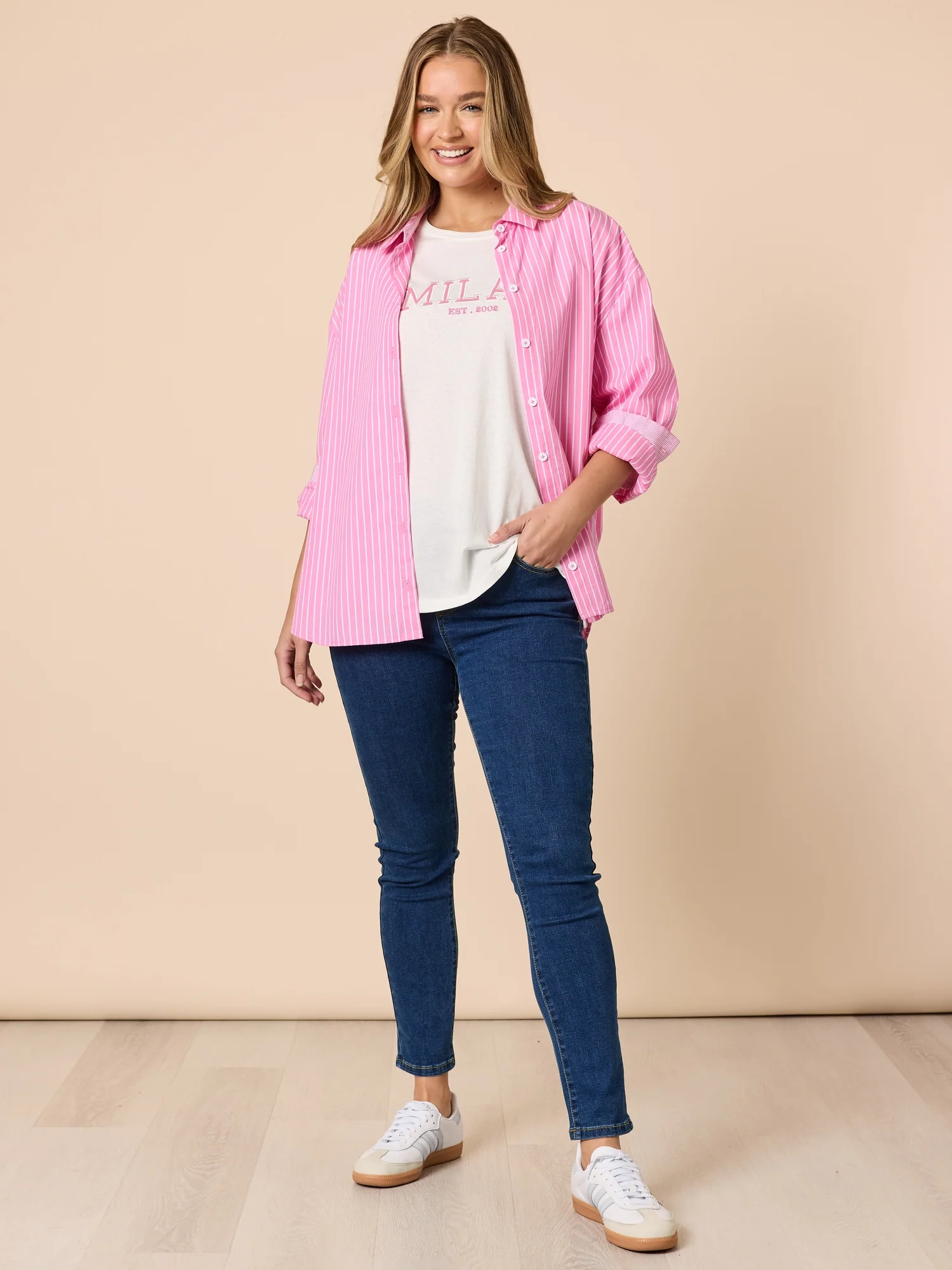 Milan Embroidered Long Sleeve Tee - White - Image 2