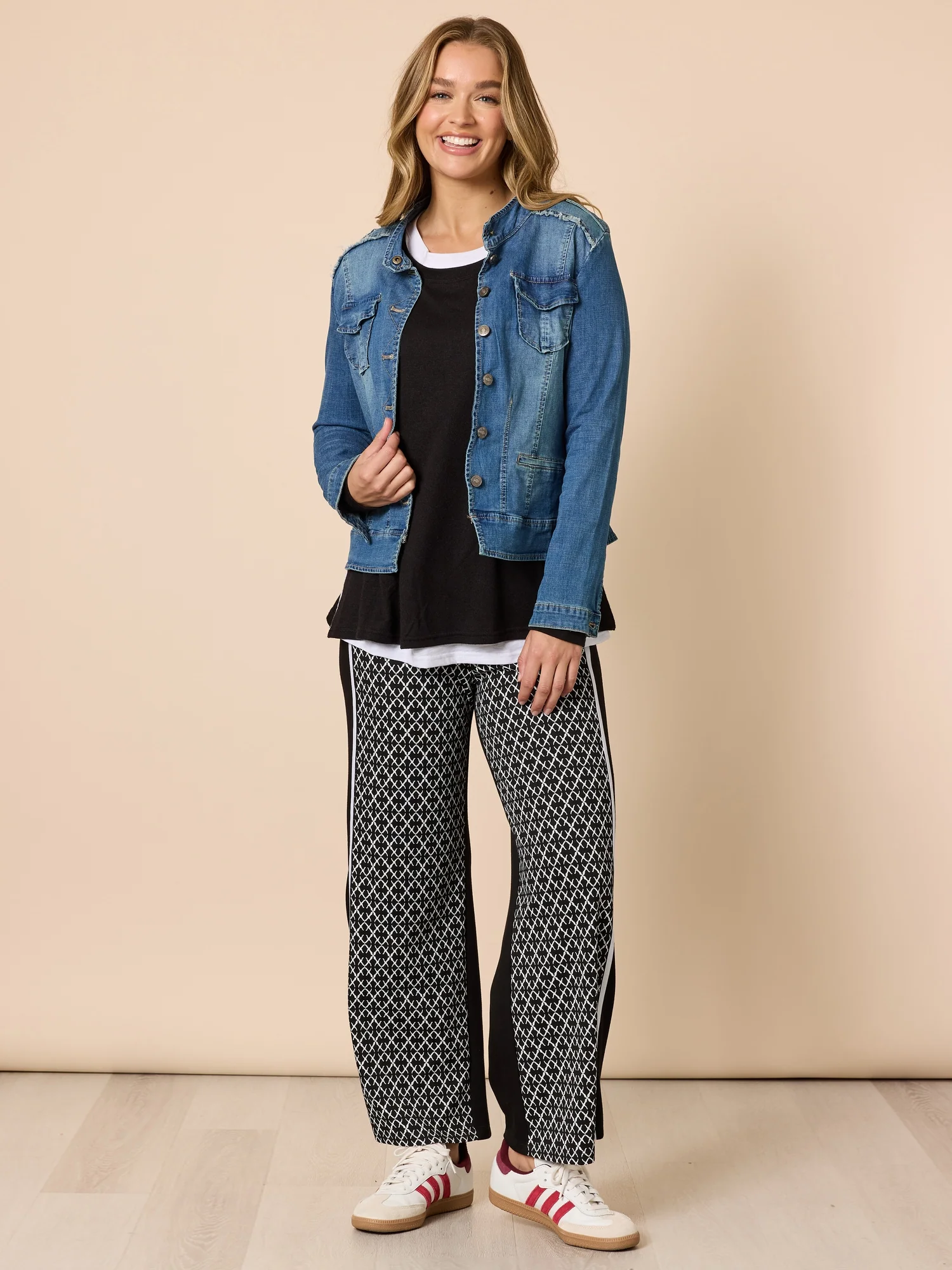 Military Style Denim Jacket - Denim - Image 2