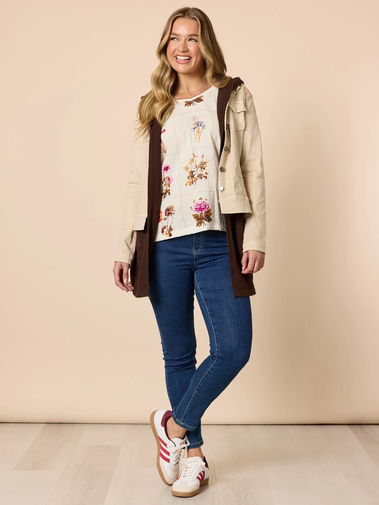 Military Style Denim Jacket - Natural - Image 2