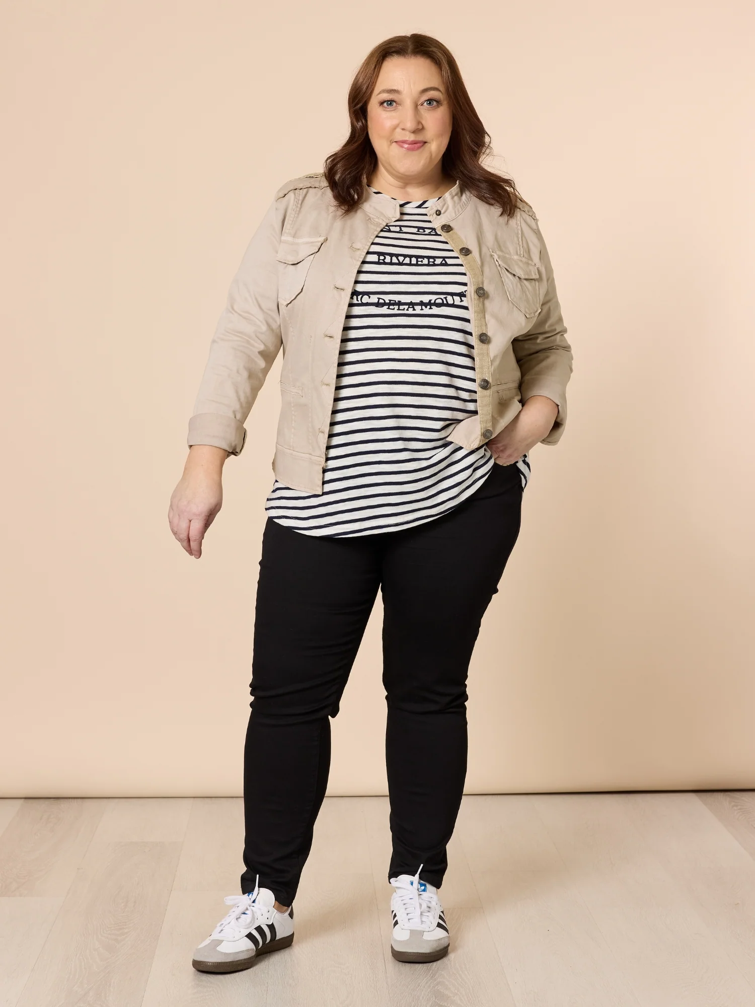 Military Style Denim Jacket - Natural - Image 4