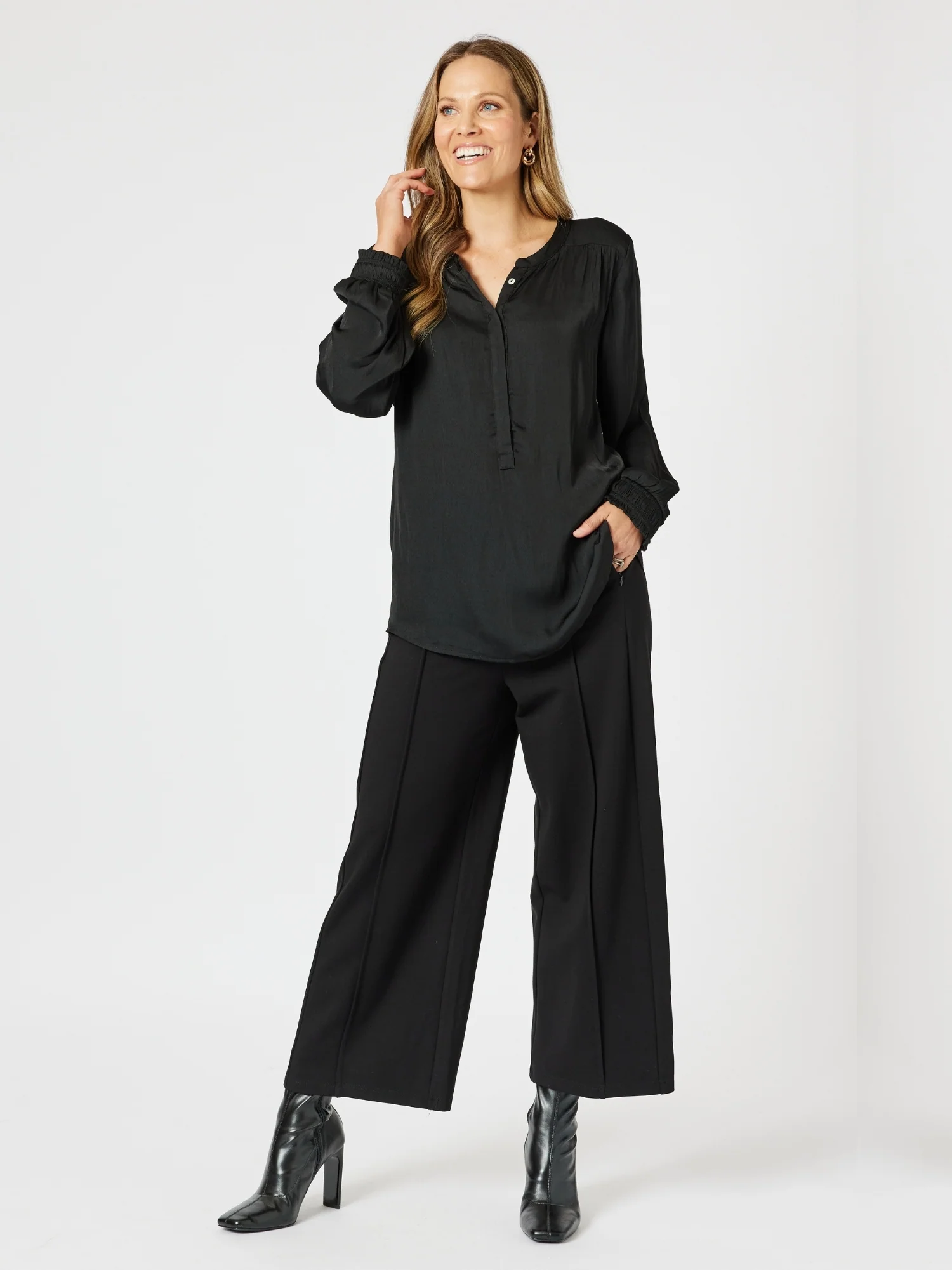Miranda Wide Leg Pant - Black - Image 3