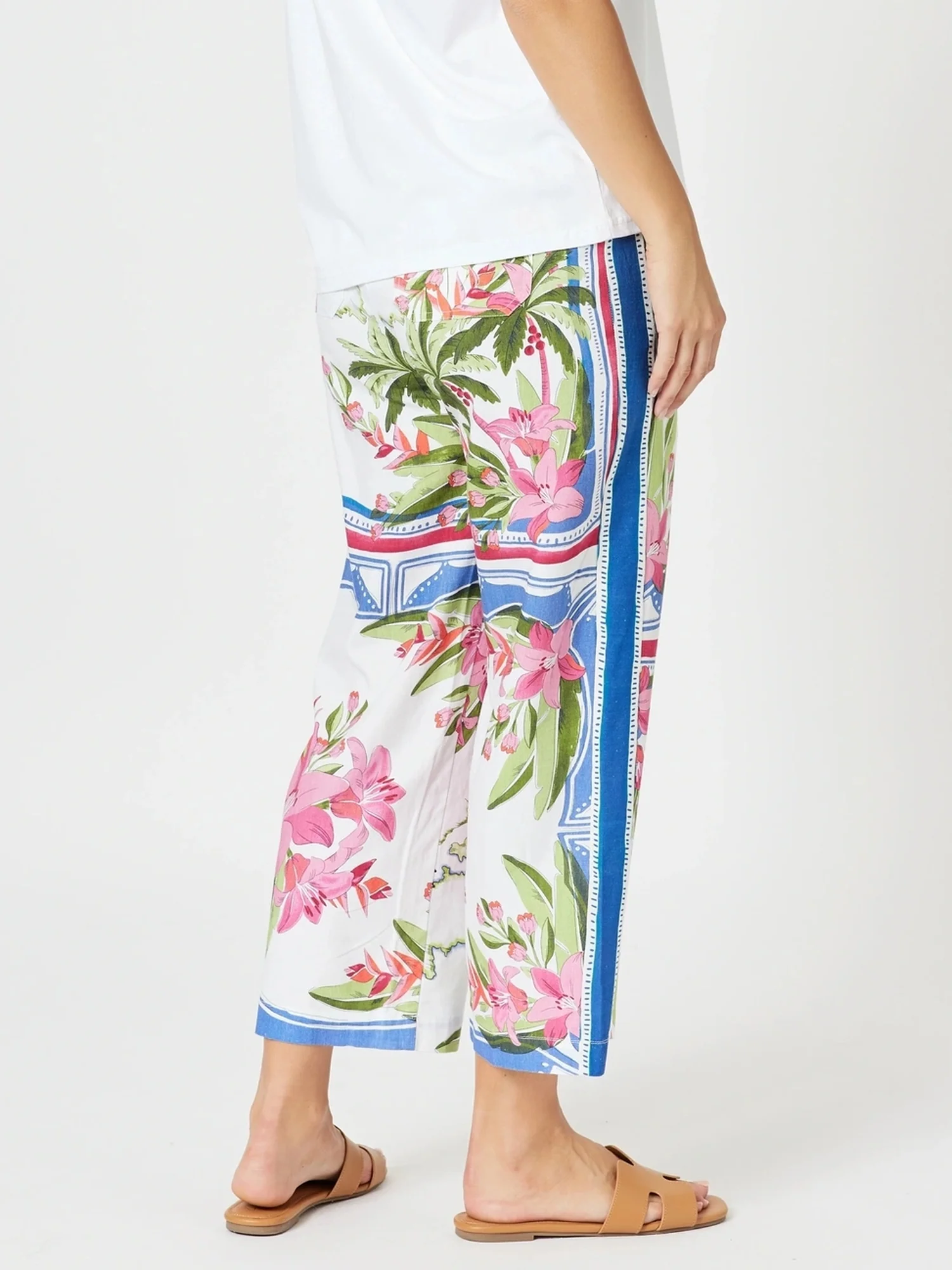 Monaco Floral Print Wide Leg Pant - Sardinia Blue Multi - Image 7