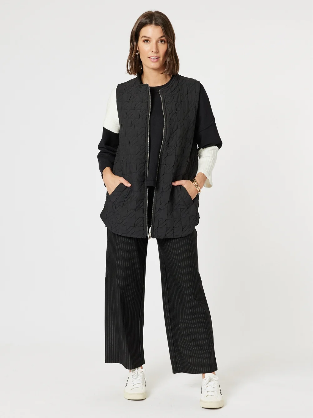 Monet Quilted Vest - Black - Image 2
