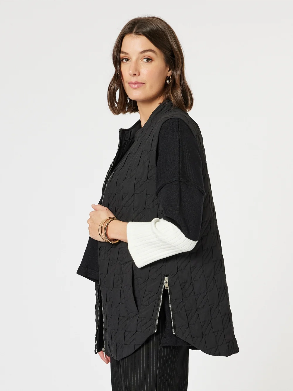 Monet Quilted Vest - Black - Image 5