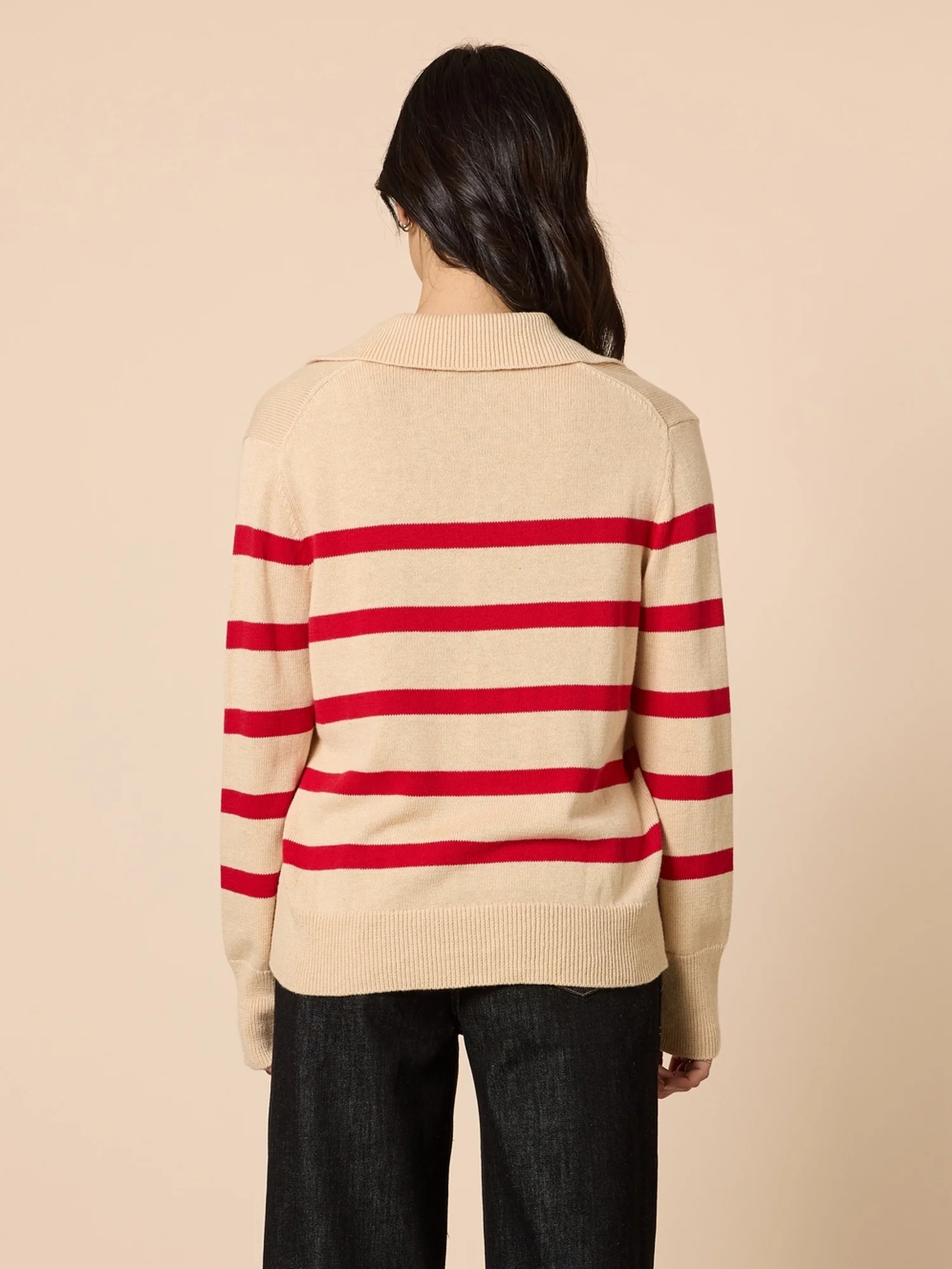 Montrose Stripe Print Knit - Natural Red - Image 5