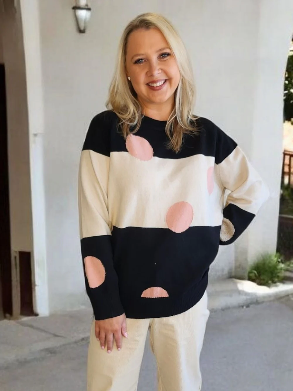 Moonlight Spot Print Knit - Black/Natural - Image 3