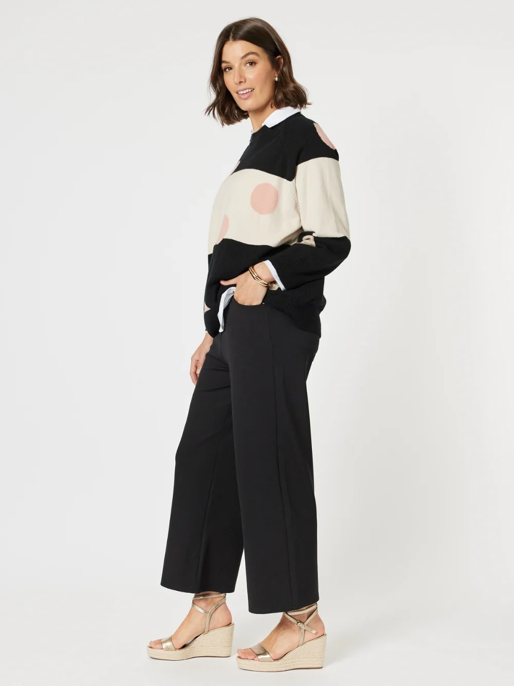 Moonlight Spot Print Knit - Black/Natural - Image 4