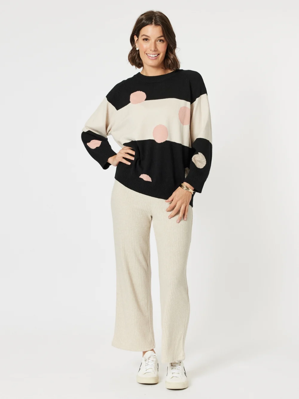 Moonlight Spot Print Knit - Black/Natural - Image 5