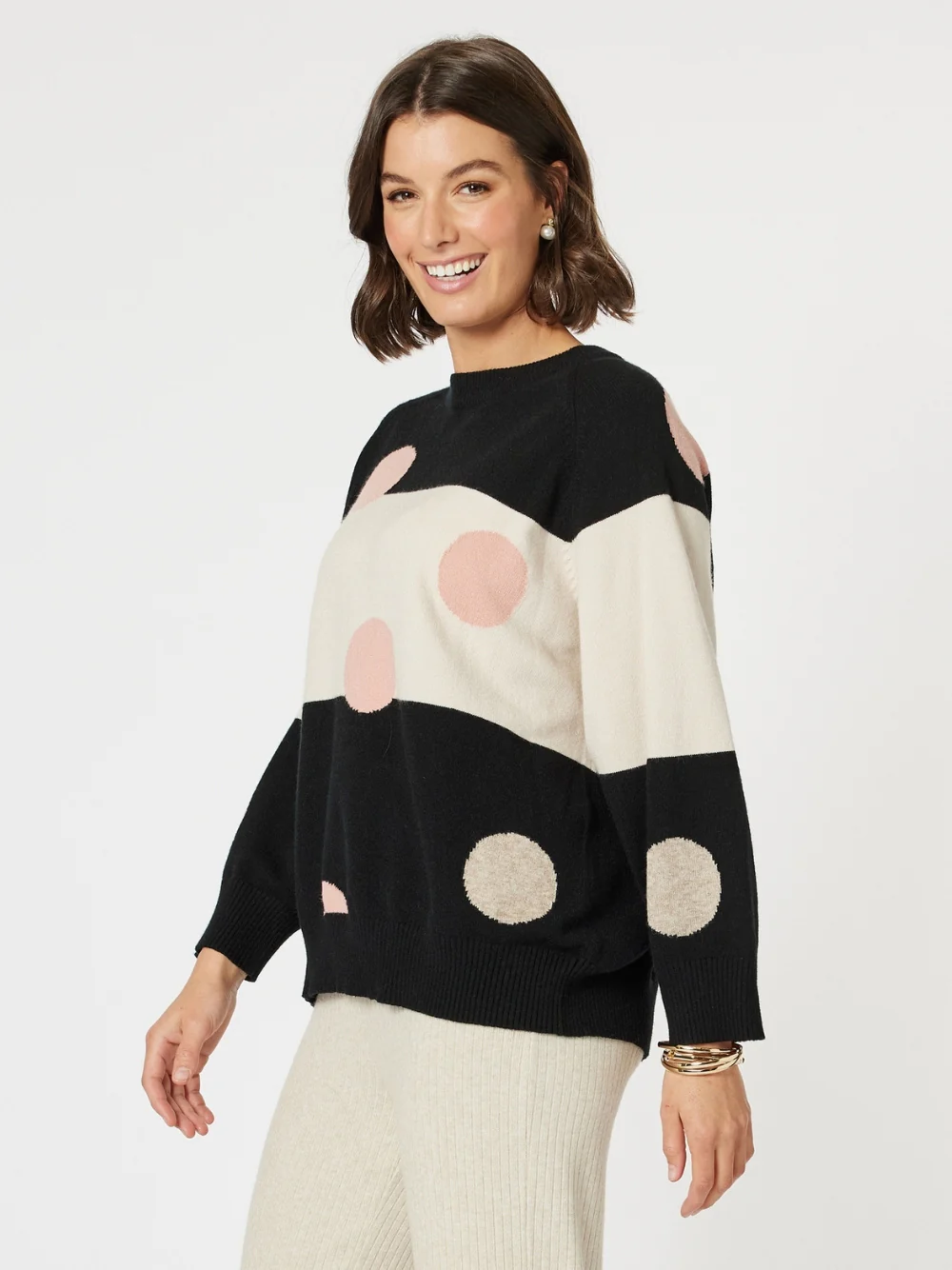 Moonlight Spot Print Knit - Black/Natural - Image 6
