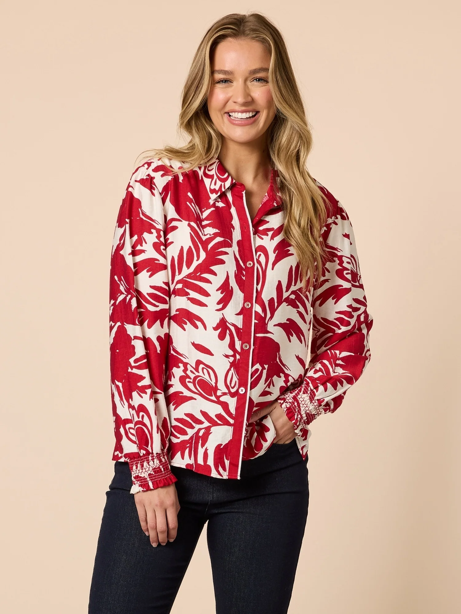 Moulin Rouge Floral Print Shirt - Red
