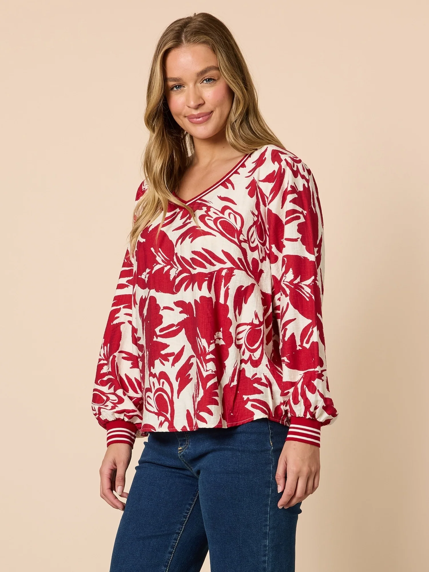 Moulin Rouge Floral Print Top - Red