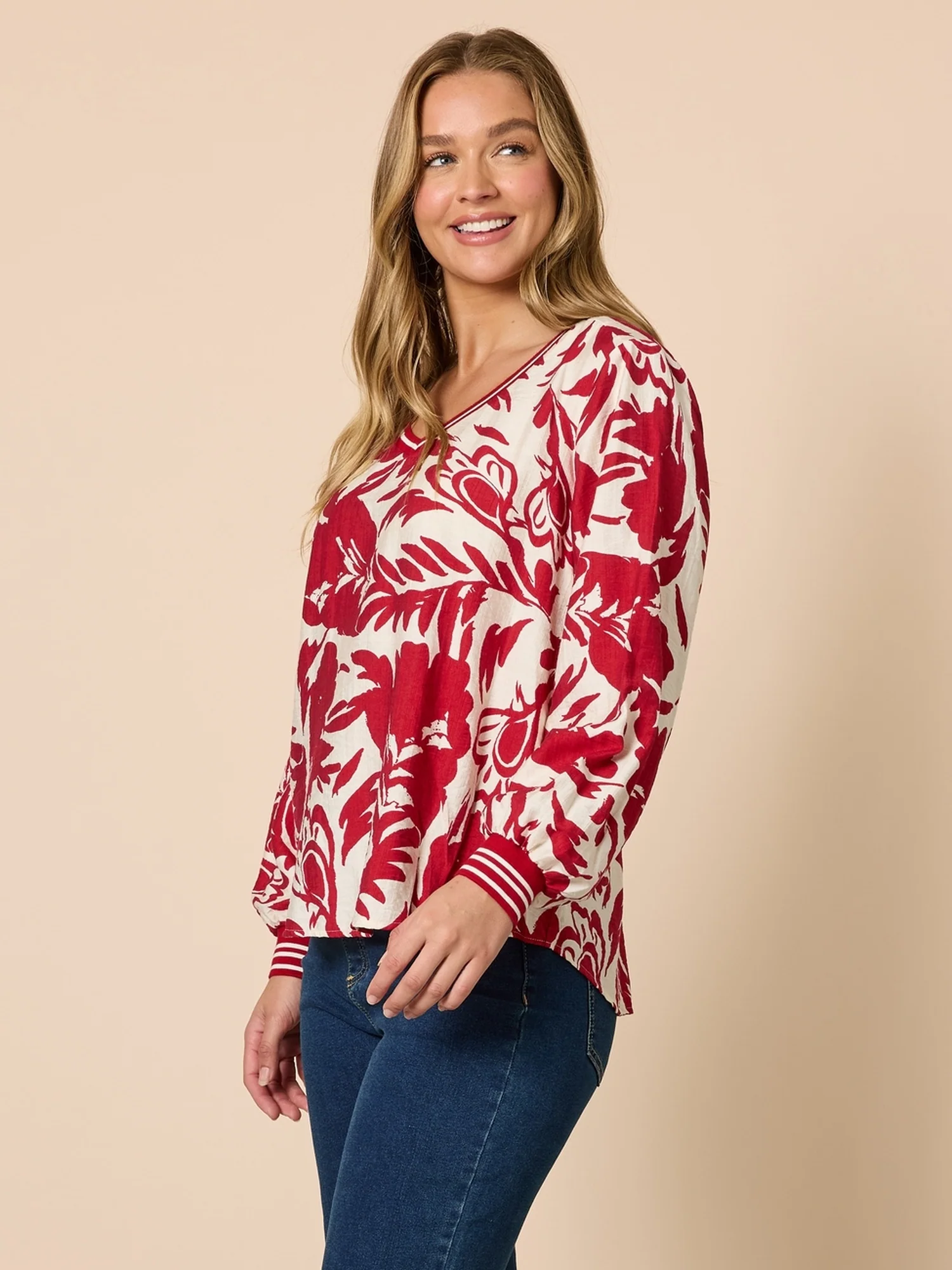 Moulin Rouge Floral Print Top - Red - Image 3