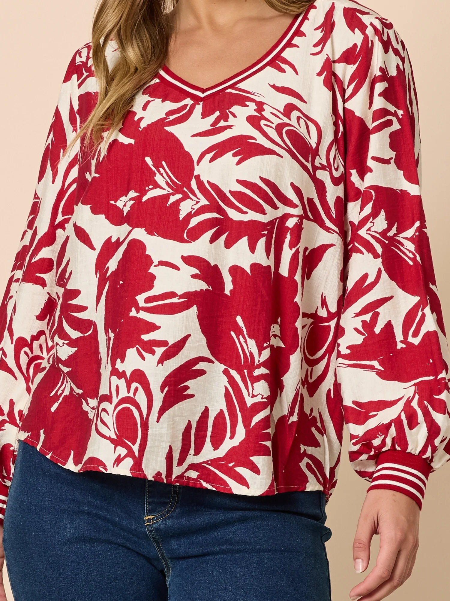 Moulin Rouge Floral Print Top - Red - Image 5