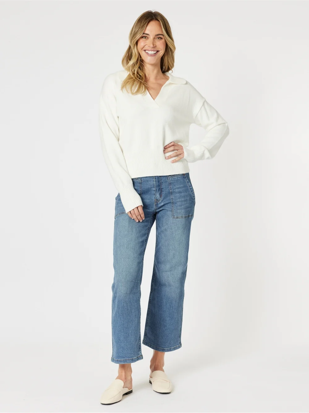 Newport Knit Jumper - Ivory - Image 2