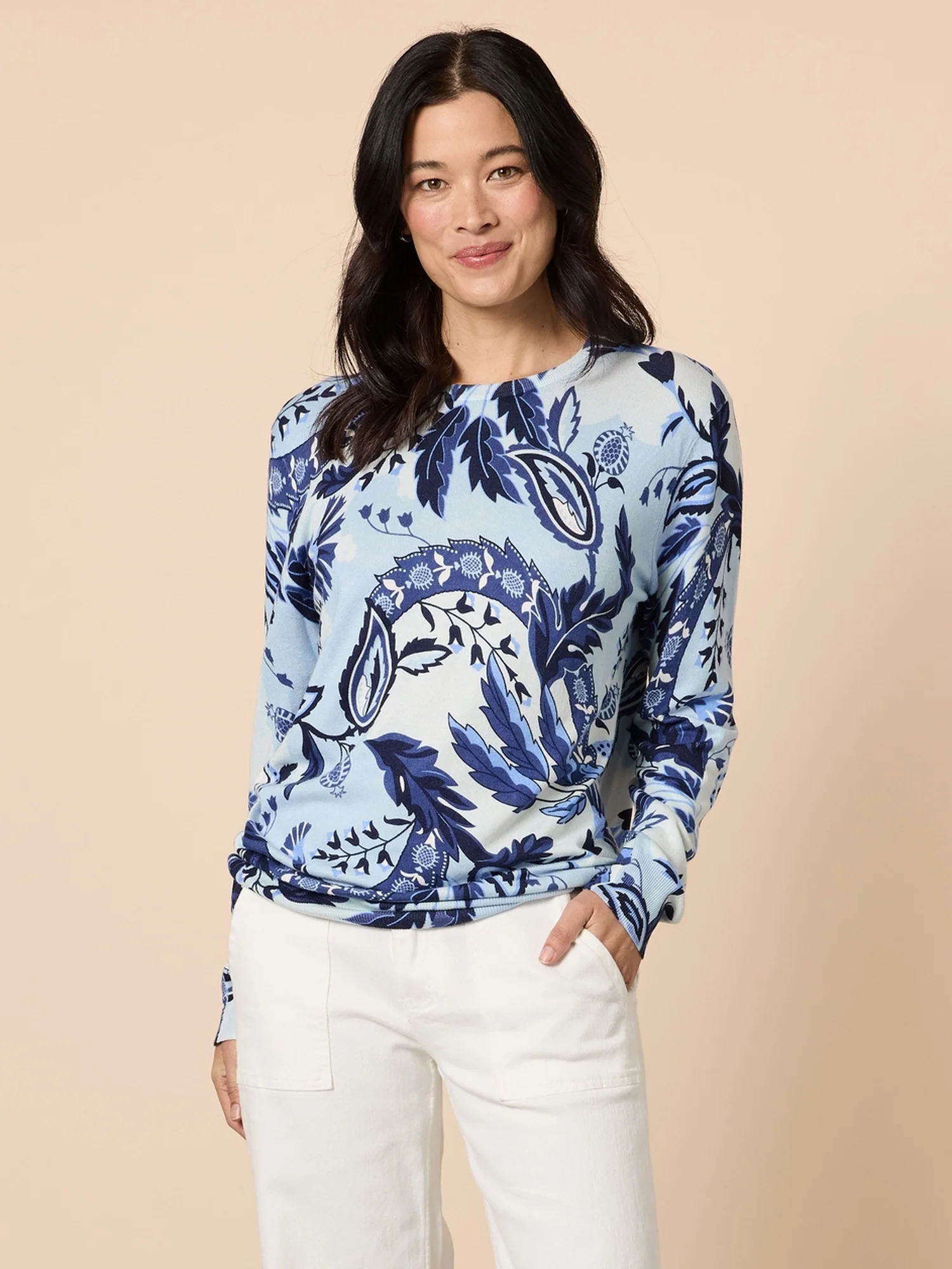 Newport Paisley Print Knit - Blue/Multi