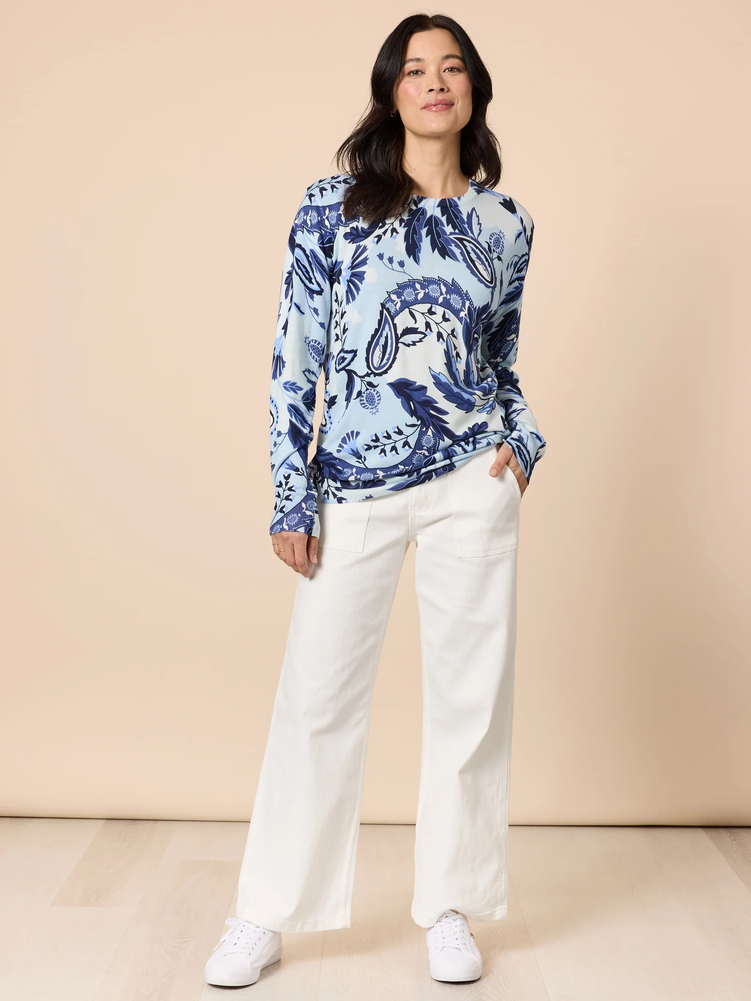 Newport Paisley Print Knit - Blue/Multi - Image 3