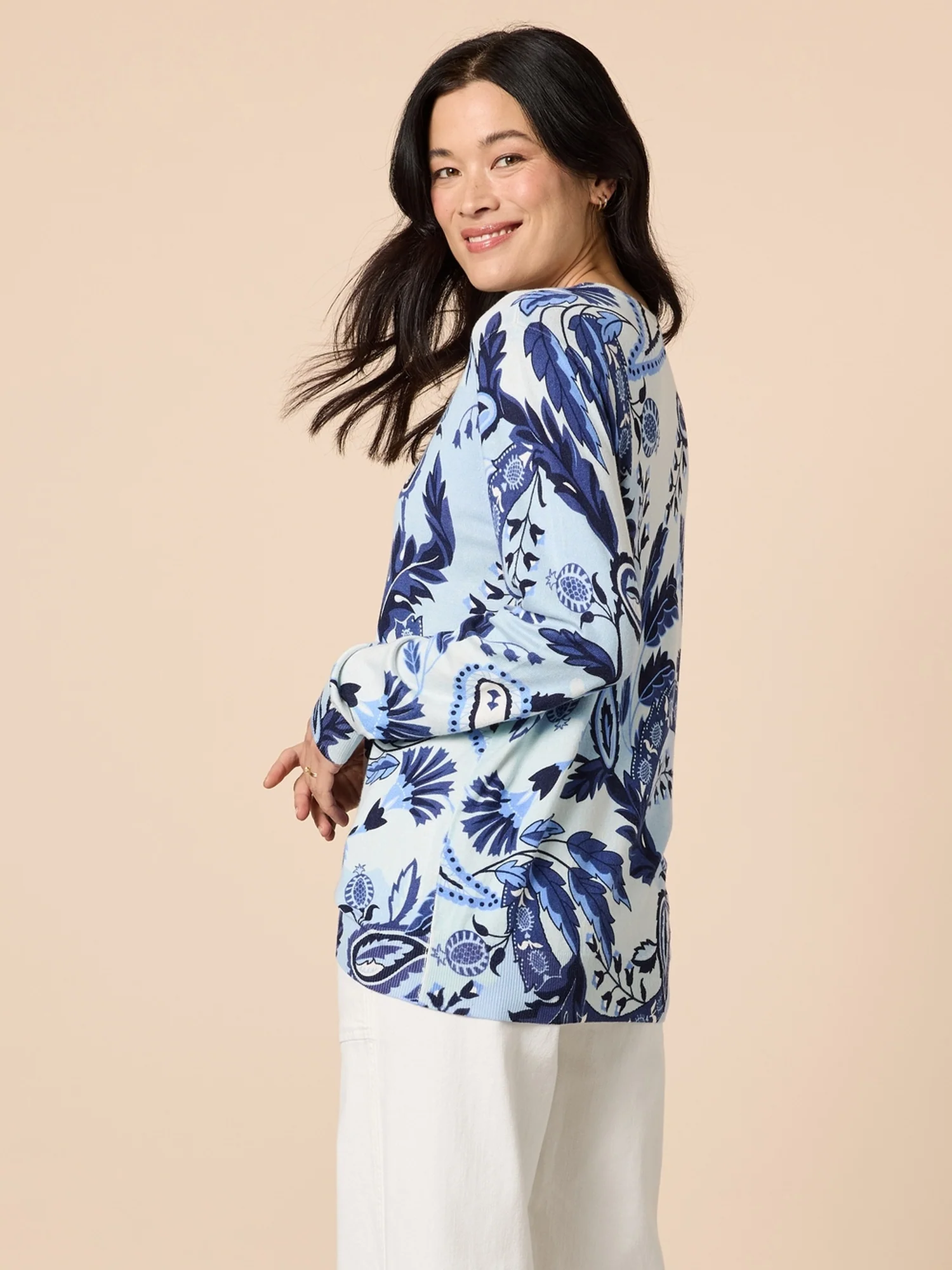Newport Paisley Print Knit - Blue/Multi - Image 4