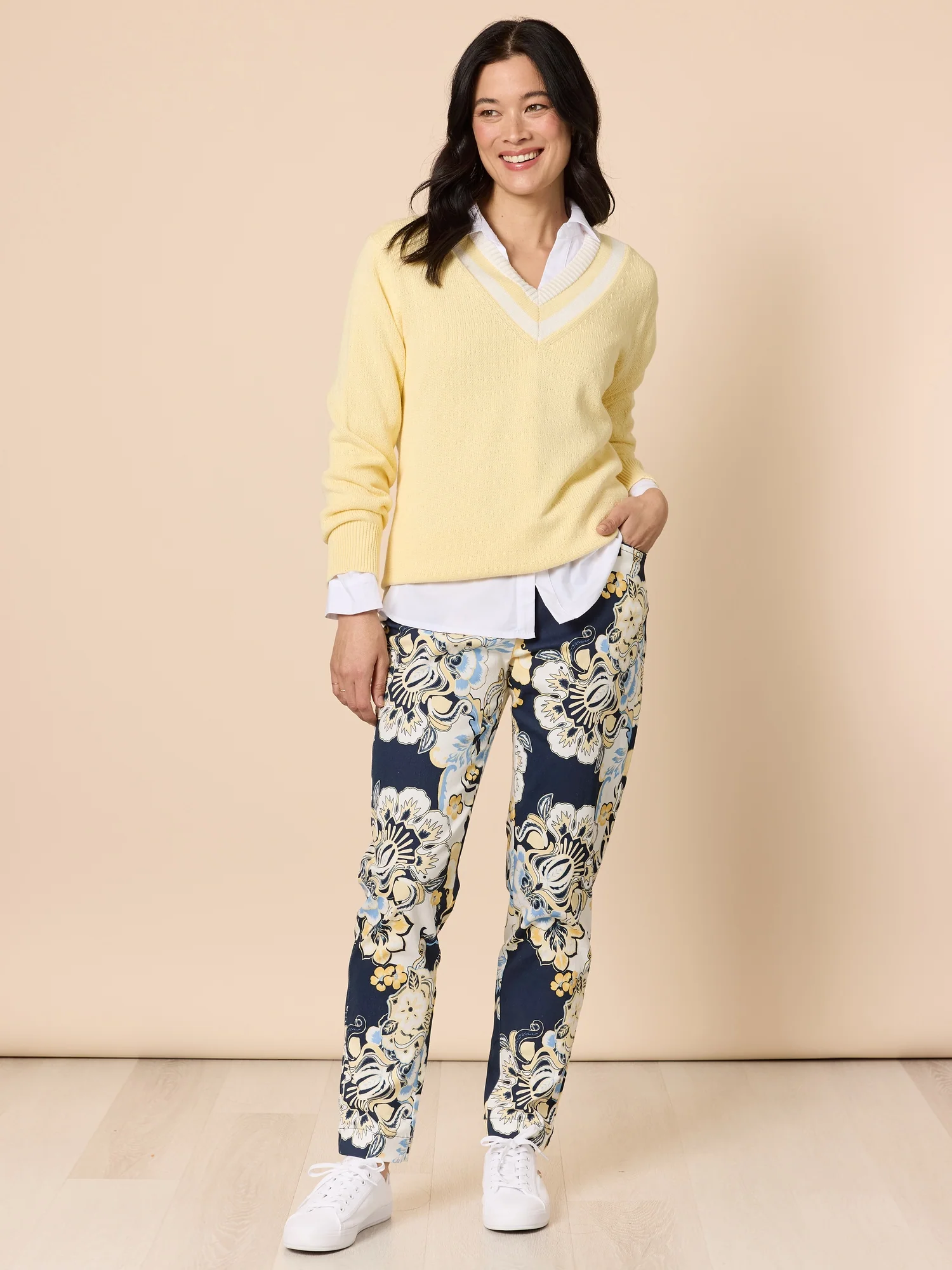 Newport Floral Print Pant - Navy Multi - Image 7