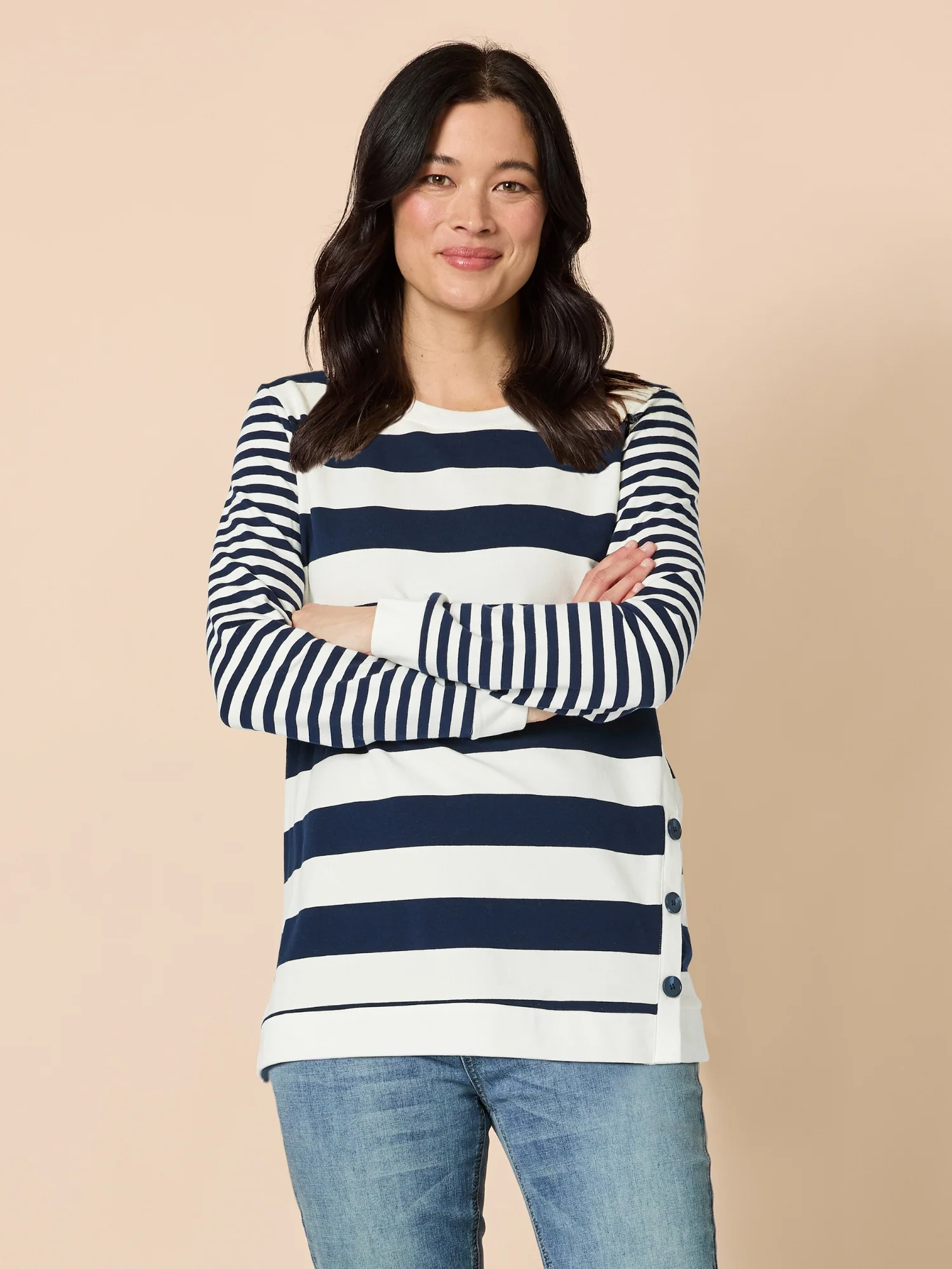 Newport Stripe Top - Navy/Ivory