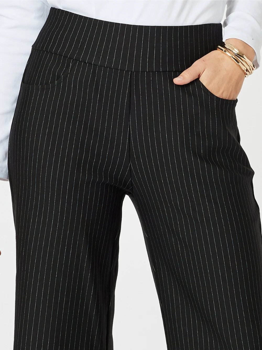 Nicky Wide Leg Pinstripe Pant - Natural/Black - Image 3