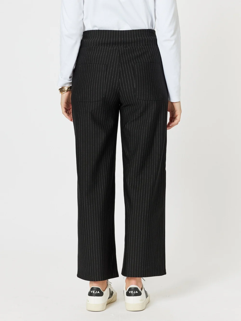 Nicky Wide Leg Pinstripe Pant - Natural/Black - Image 9