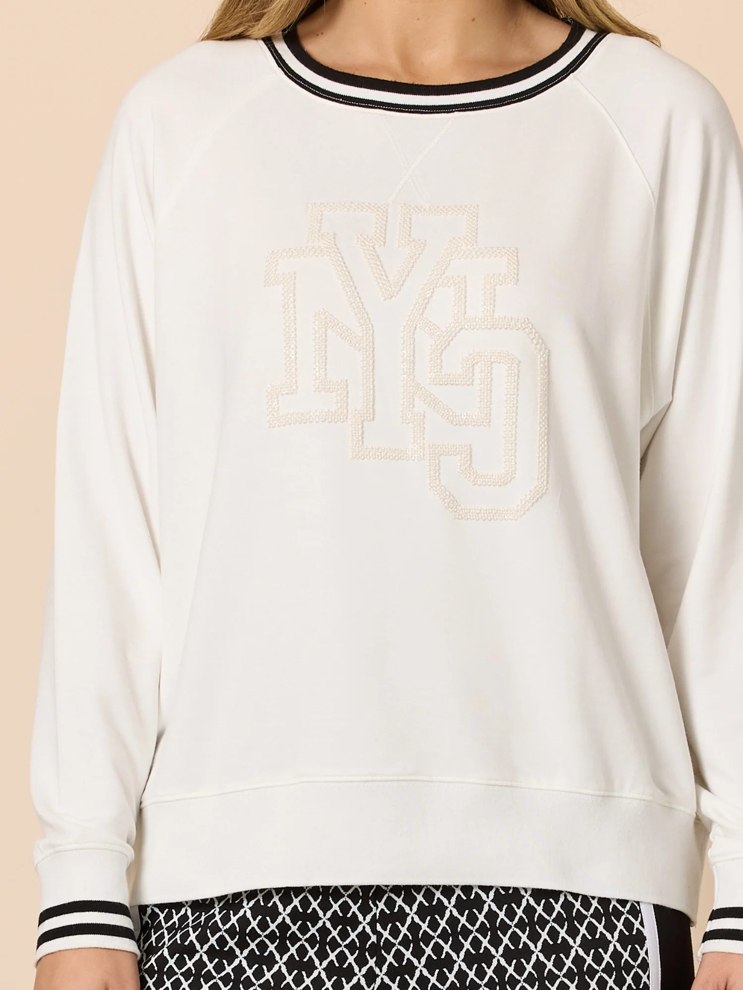 NYC Sports Embroidered Top - Ivory - Image 5