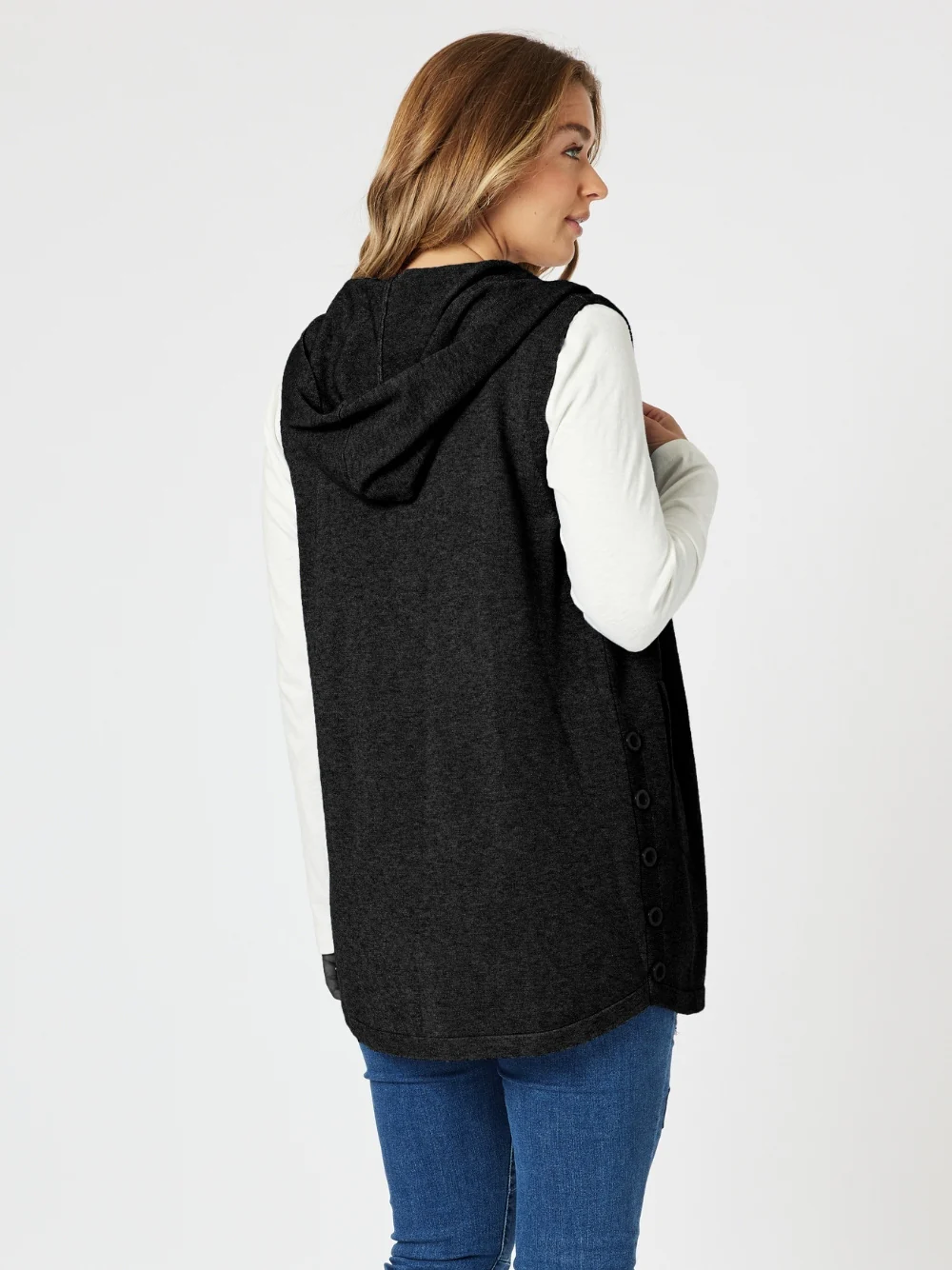 Ollie Side Button Vest - Black - Image 4