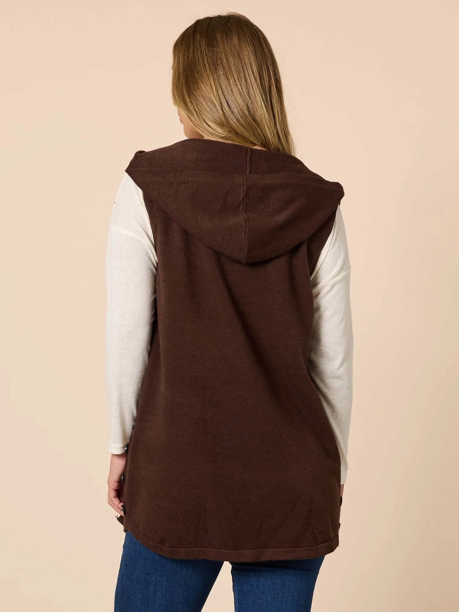 Ollie Side Button Vest - Coffee - Image 5
