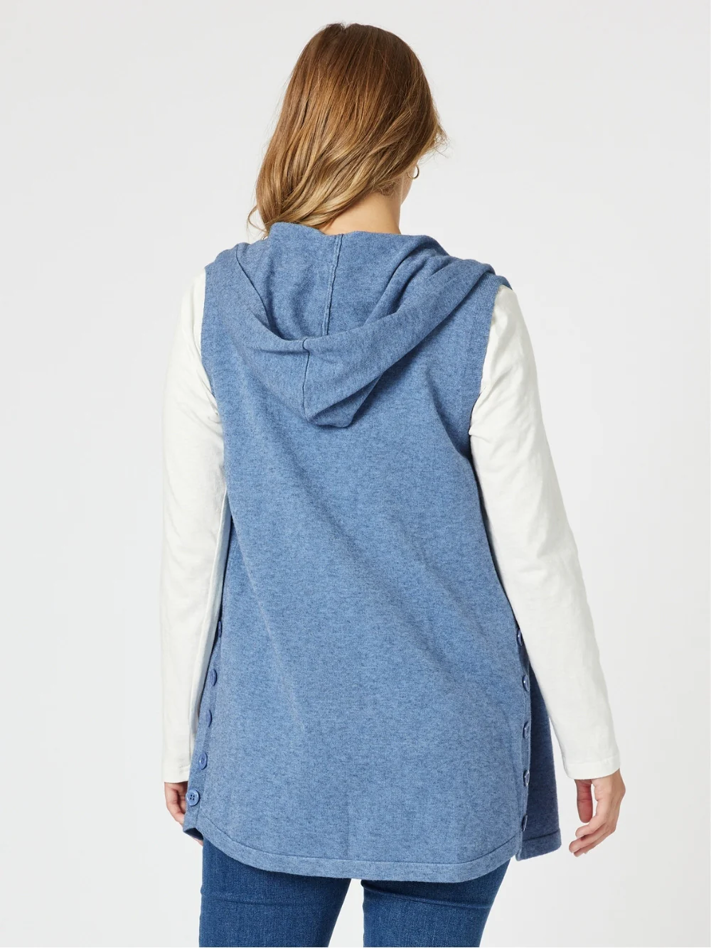 Ollie Side Button Vest - Indigo - Image 5