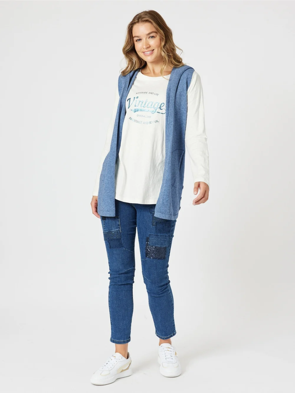 Ollie Side Button Vest - Indigo - Image 6