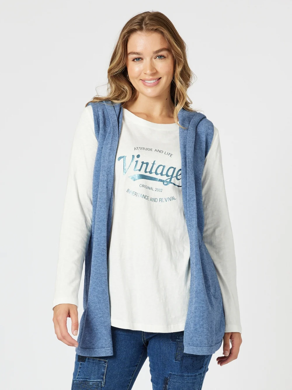 Ollie Side Button Vest - Indigo - Image 8