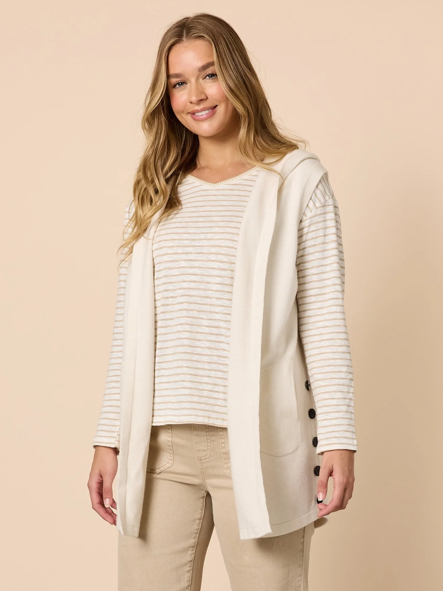 Ollie Side Button Vest - Ivory