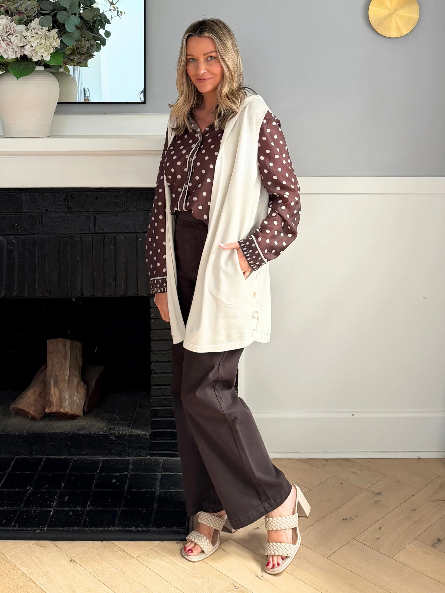 Ollie Side Button Vest - Ivory - Image 9