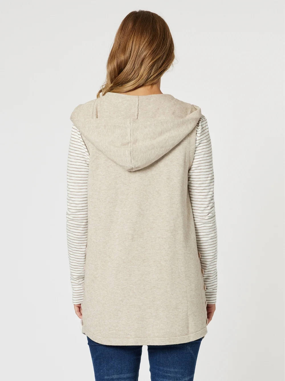 Ollie Side Button Vest - Oatmeal - Image 5