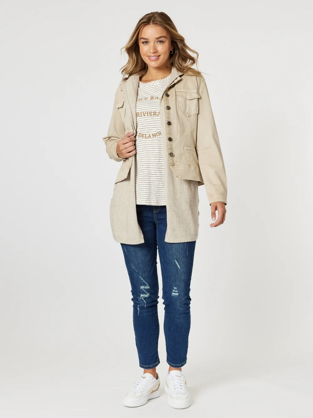 Ollie Side Button Vest - Oatmeal - Image 8