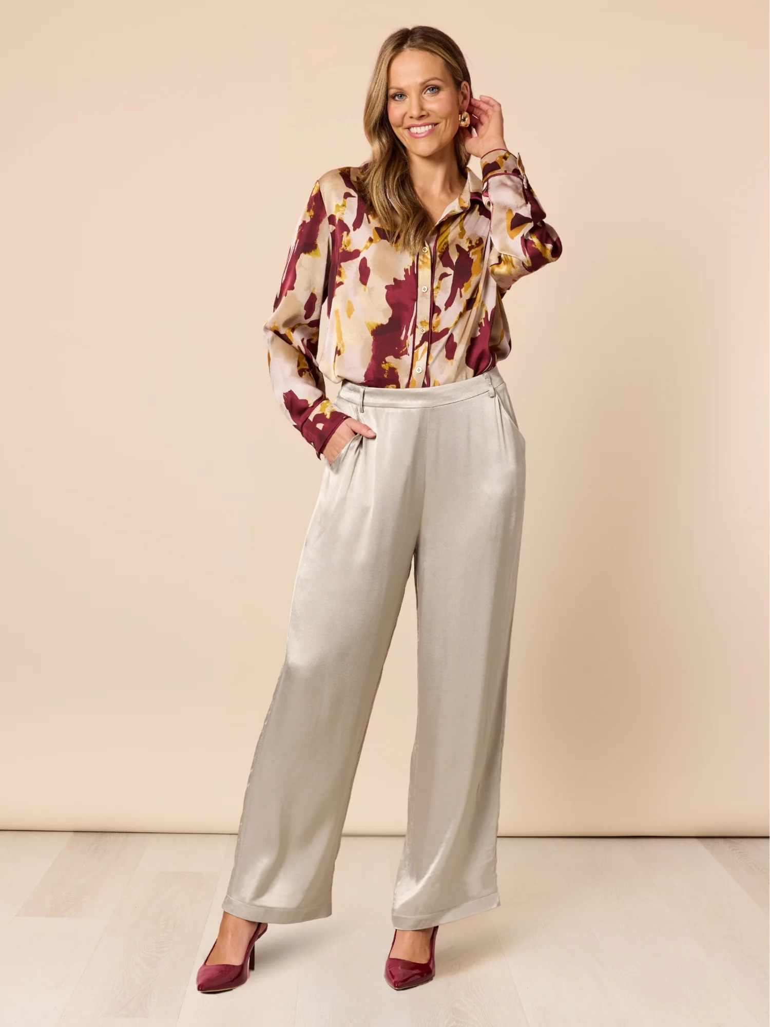 Opera Wide Leg Pant - Champagne - Image 2