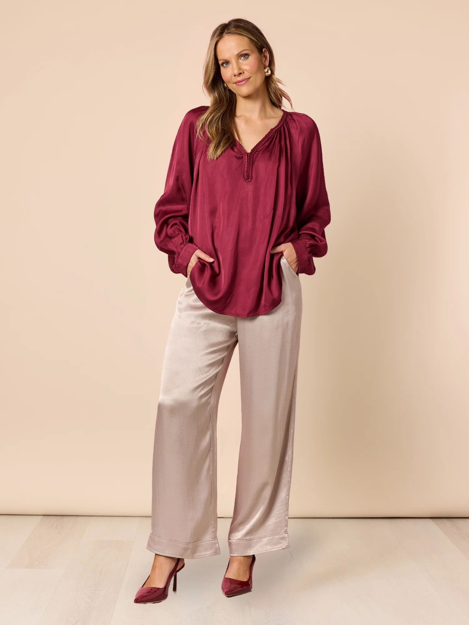 Opera Wide Leg Pant - Champagne - Image 6