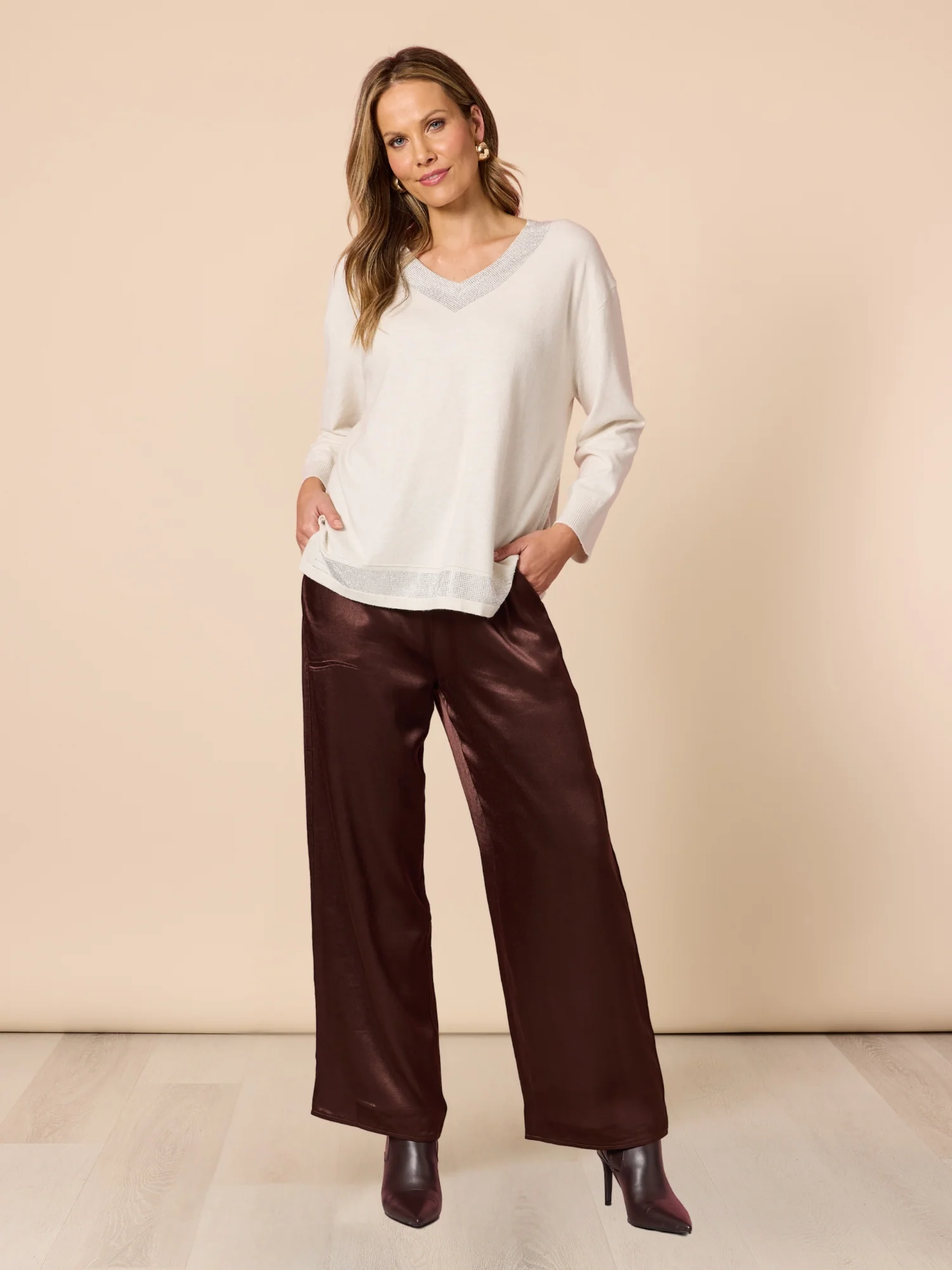 Opera Wide Leg Pant - Espresso - Image 7