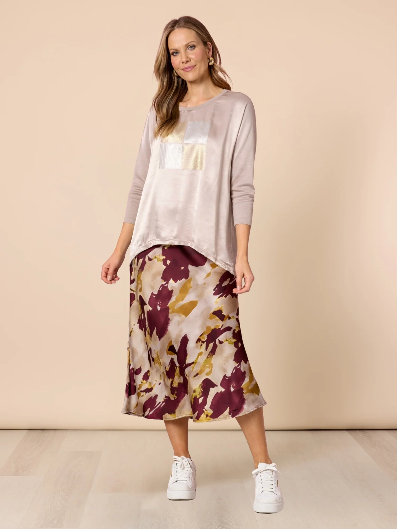 Opera Sequin Print Top - Champagne - Image 3