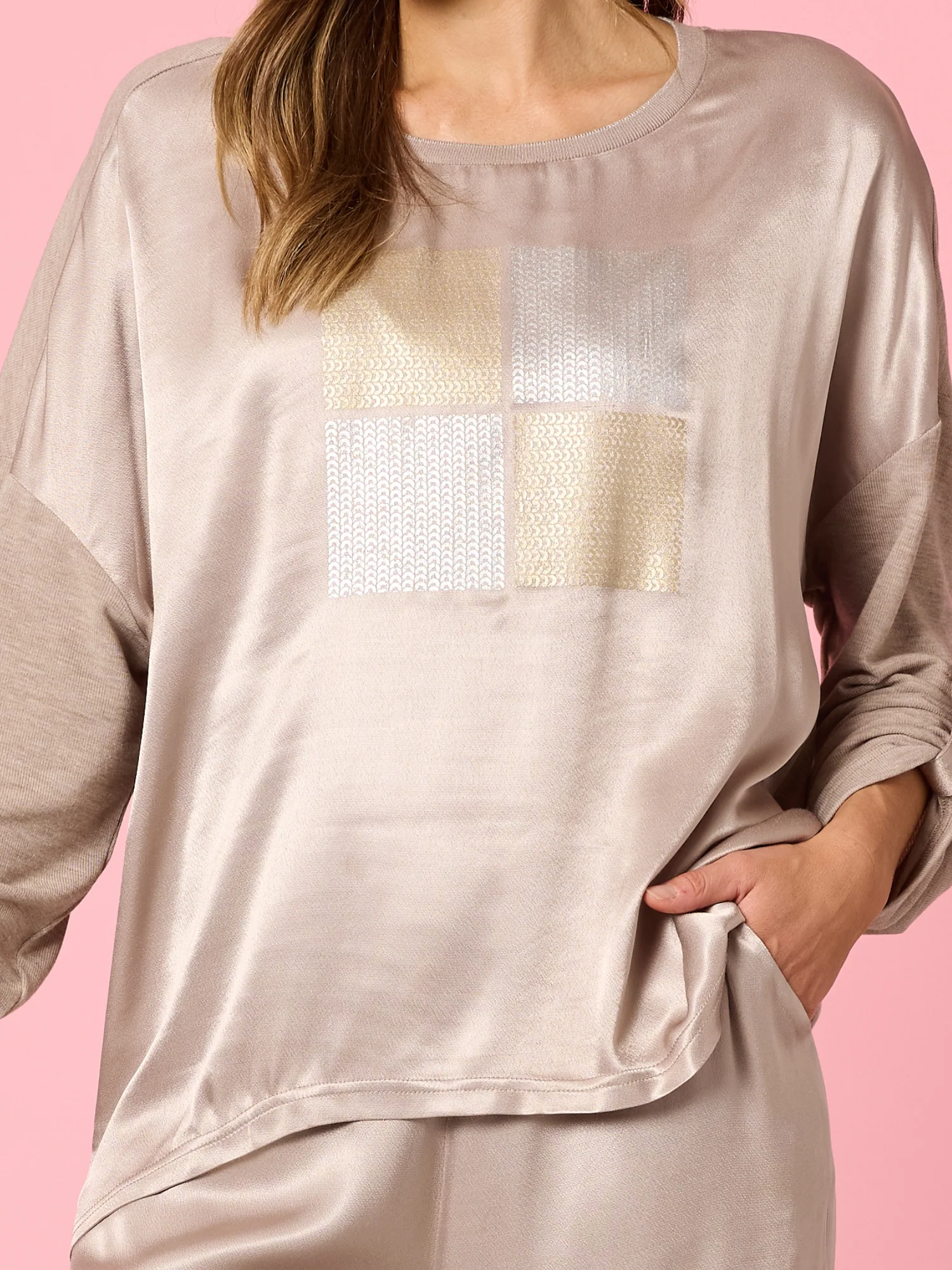 Opera Sequin Print Top - Champagne - Image 6
