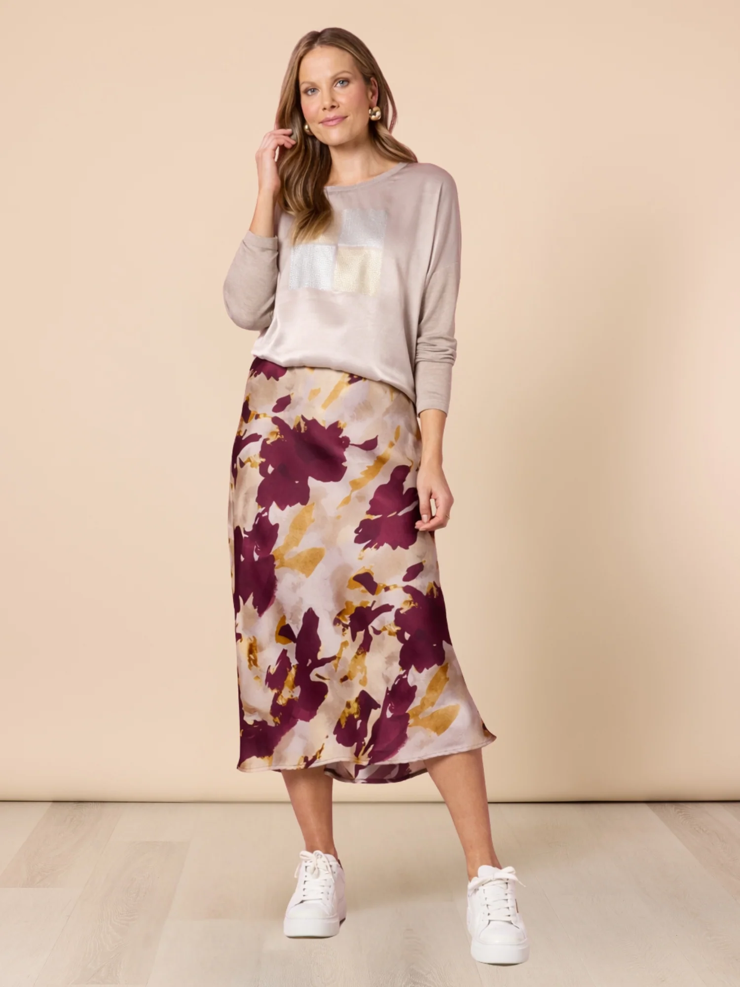 Opera Sequin Print Top - Champagne - Image 7