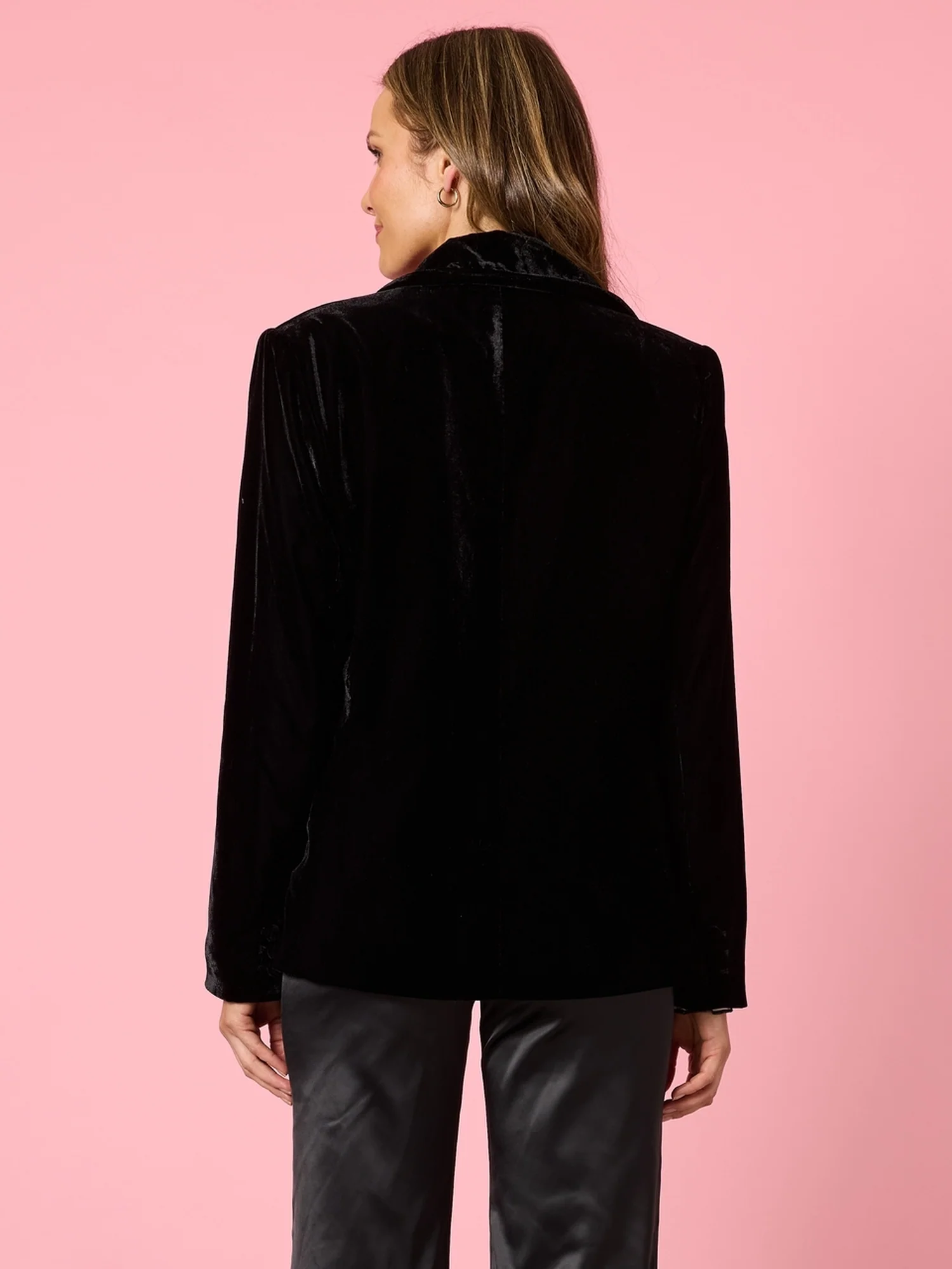 Palazzo Velvet Blazer - Black - Image 4
