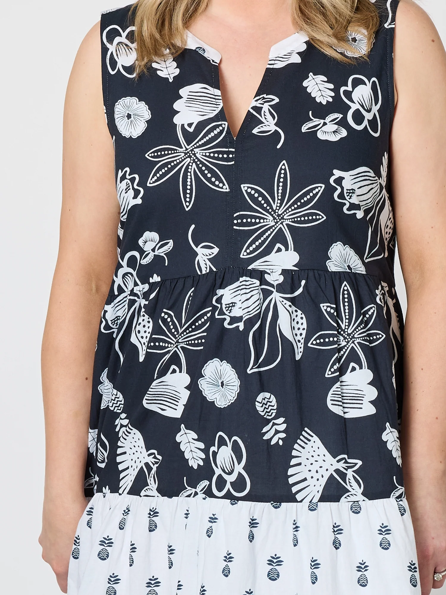 Palm Springs Floral Print Dress - Navy/White - Image 7