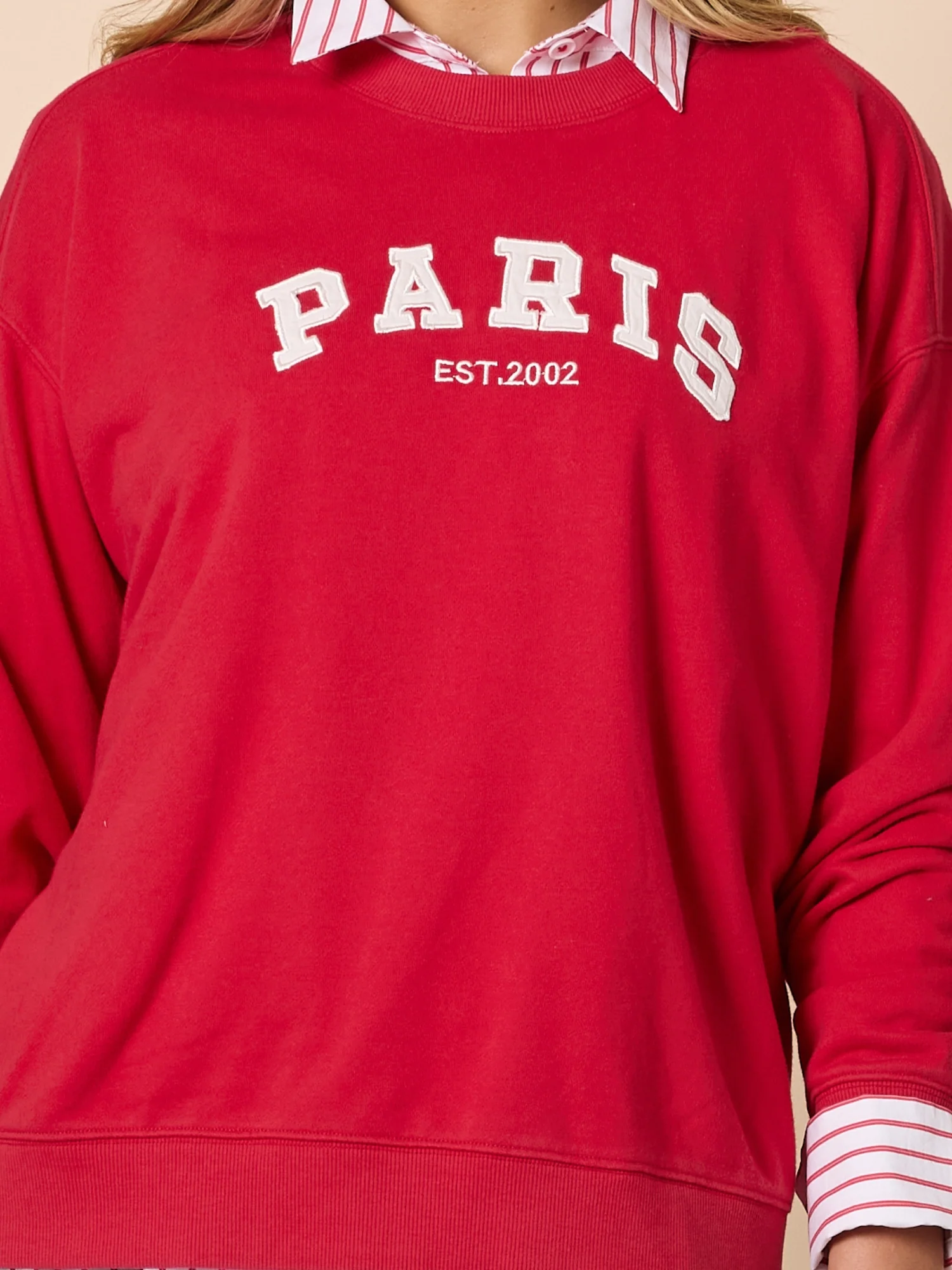 Paris Embroidered Sweatshirt - Red - Image 5