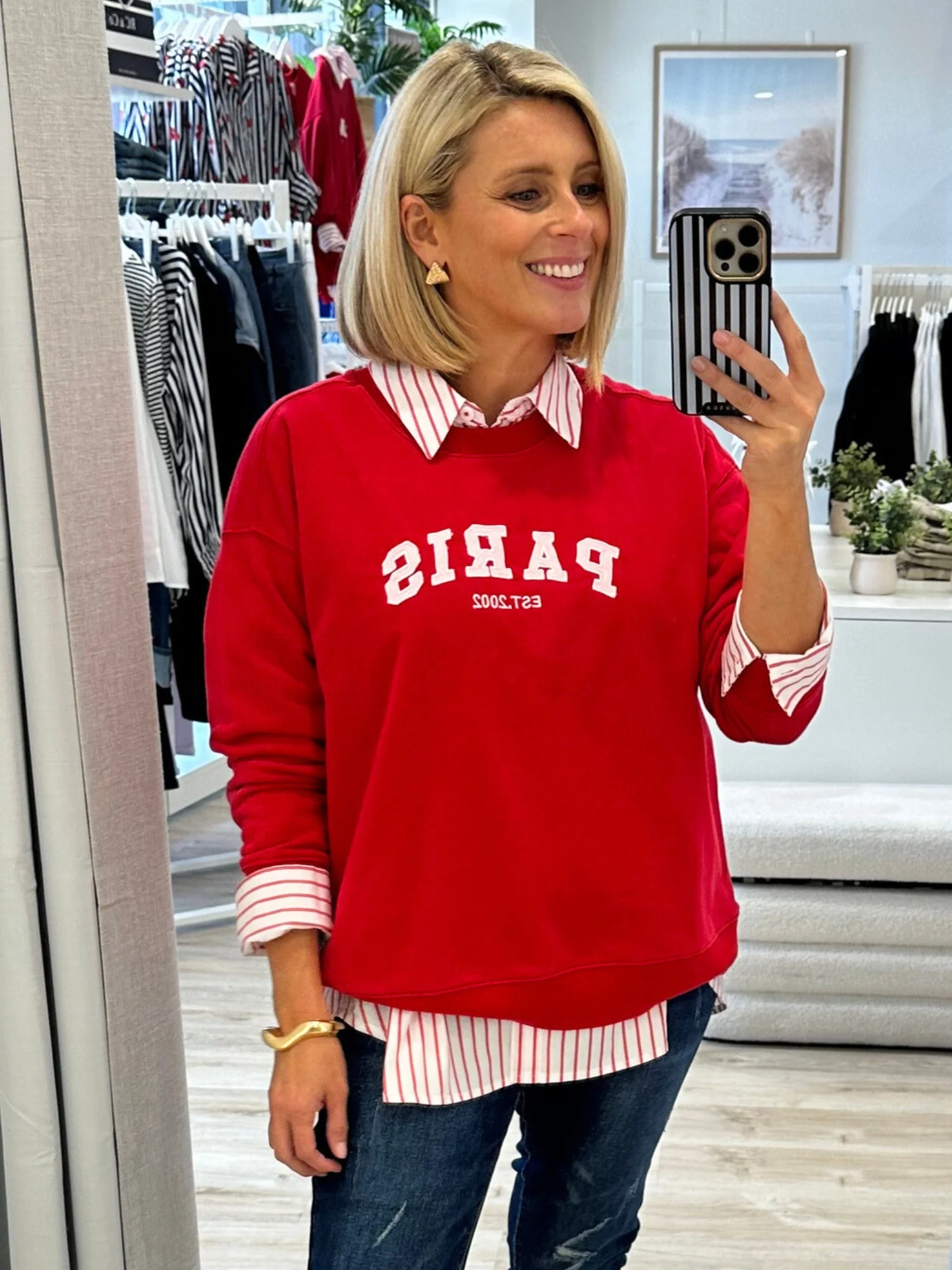 Paris Embroidered Sweatshirt - Red - Image 6