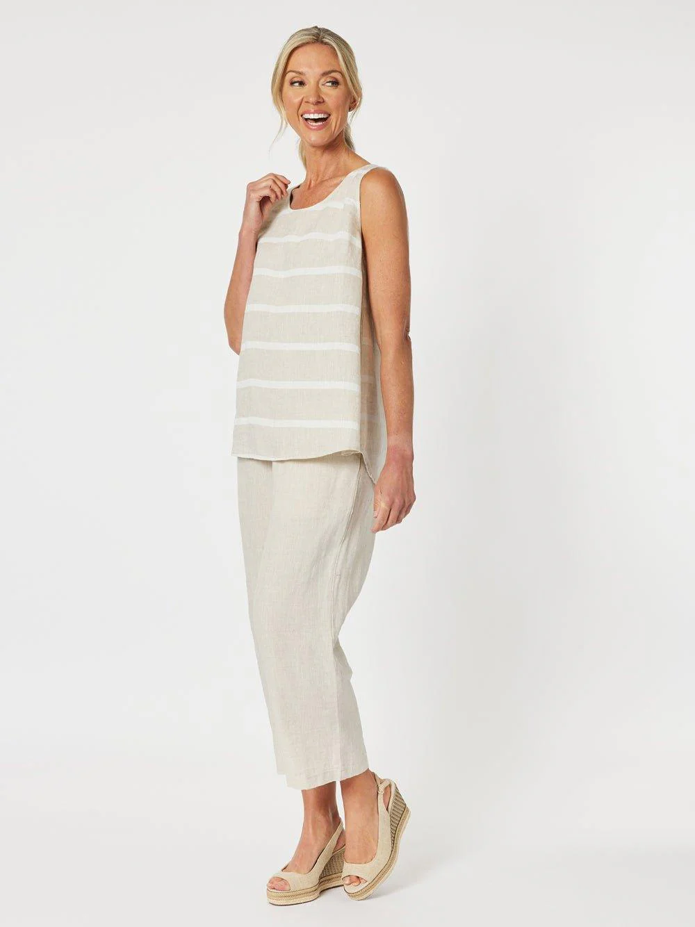 Patio Stripe Print Tank - Natural - Image 3