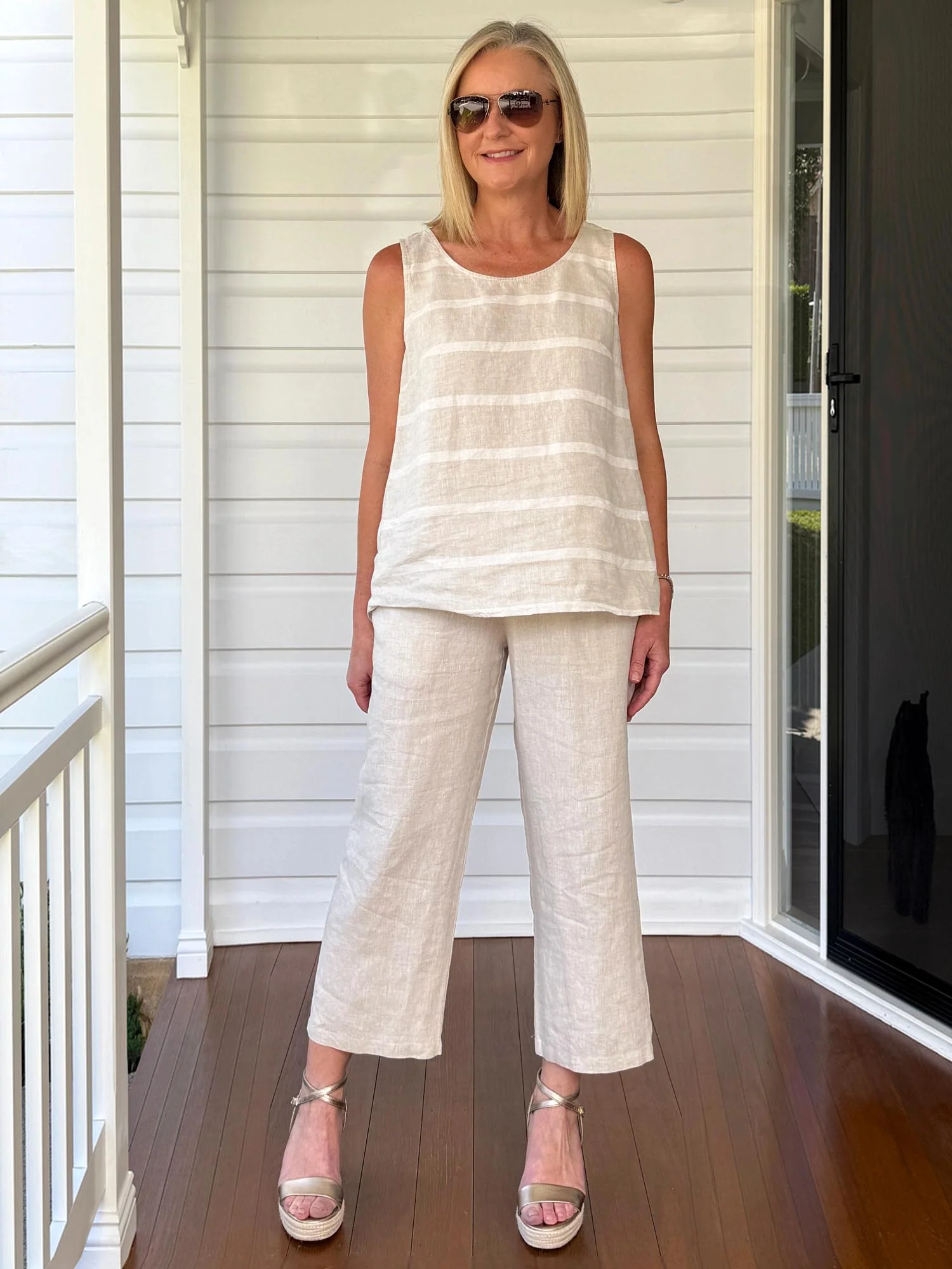 Patio Stripe Print Tank - Natural - Image 4