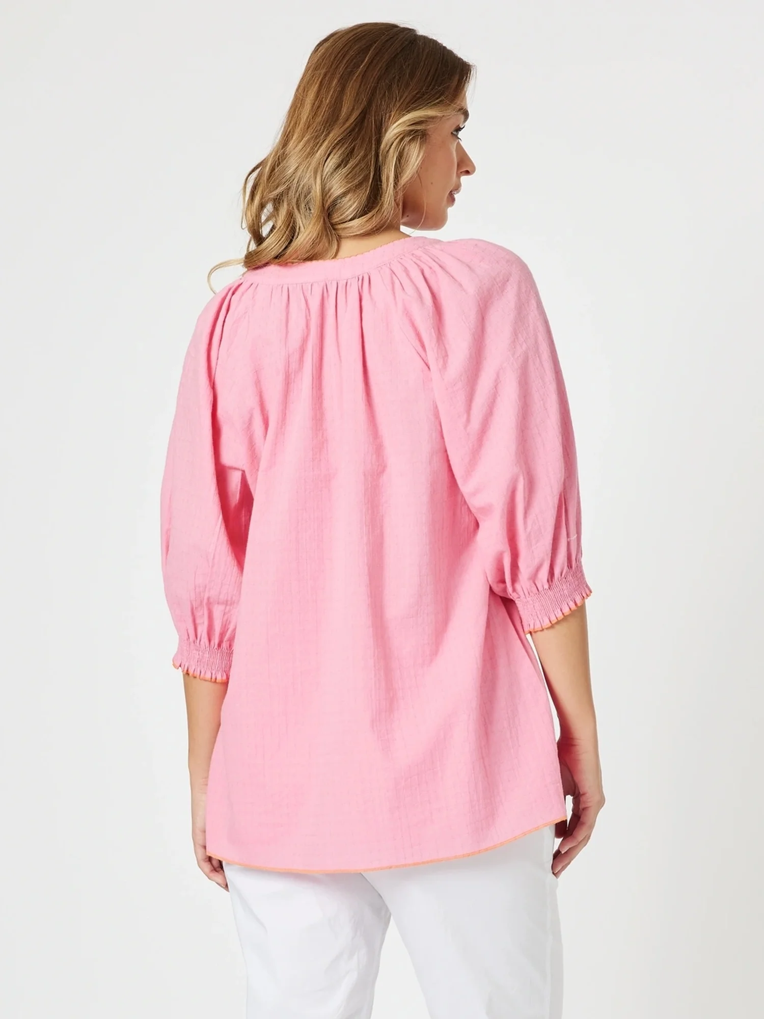 Pina Colada Embroidered Top - Pink Green - Image 5
